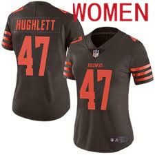 Women Cleveland Browns 47 Charley Hughlett Nike Brown Game NFL Jerseys